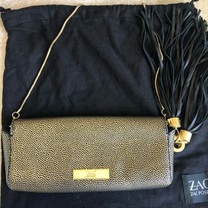 Zac Posen gold leather clutch